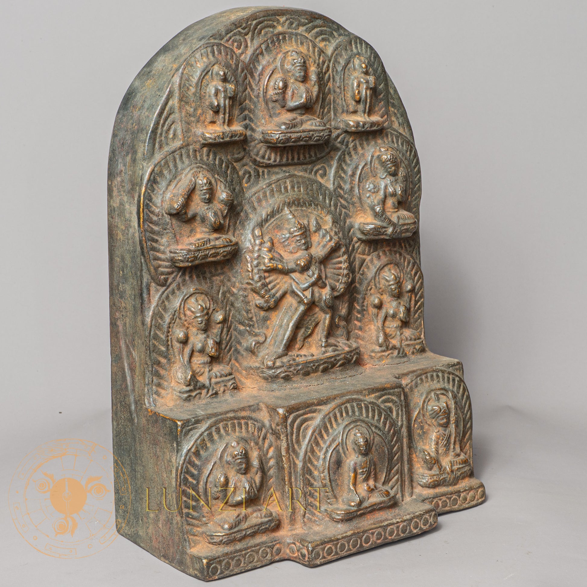 Hevajra Temple Altar | Hand-Carved Wood & Clay Tantric Relief - w-s-sh-la-0008