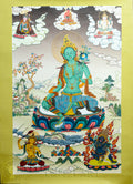 High level masterpiece Green Tara Thangka Painting - T-B-HT-GB-AU-GT-0023