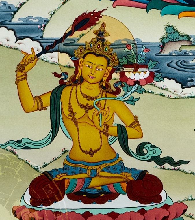 High level masterpiece Green Tara Thangka Painting - T-B-HT-GB-AU-GT-0023