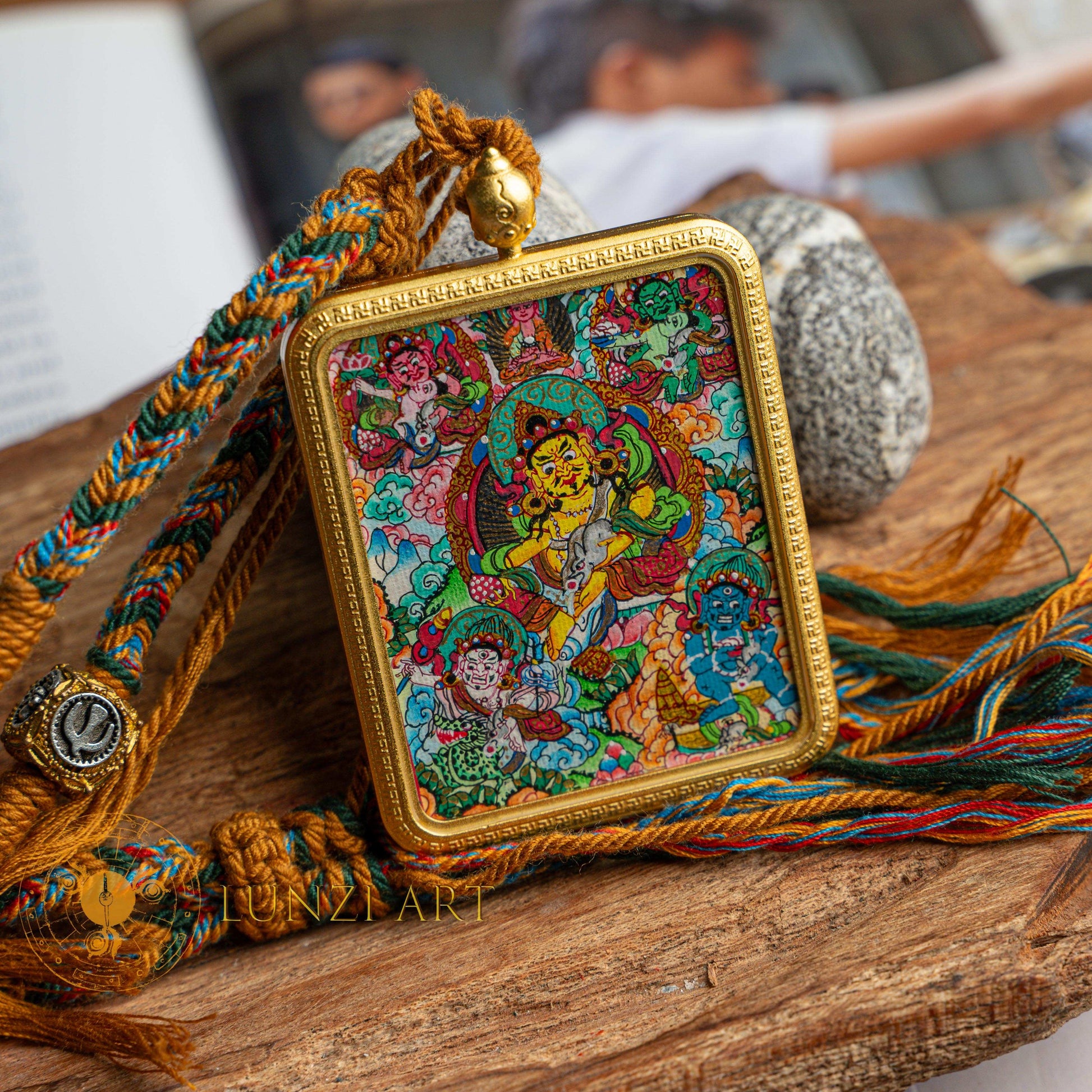 Jambhala Ghau Thangka Locket: Deity of Abundance & Prosperity - L-J-0010