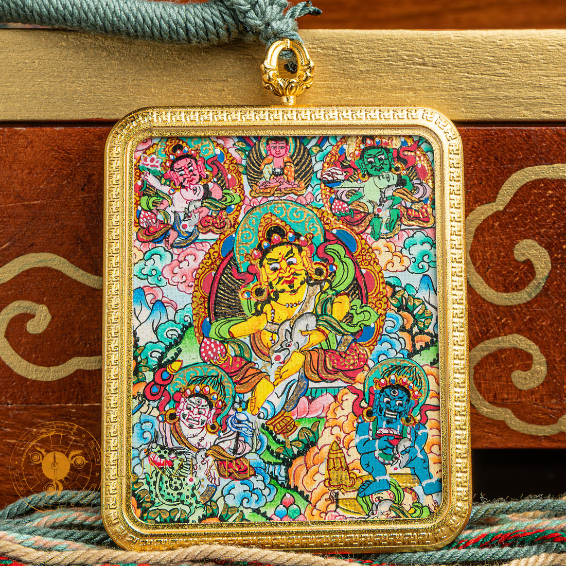 Jambhala Ghau Thangka Locket: Deity of Abundance & Prosperity - L-J-0010