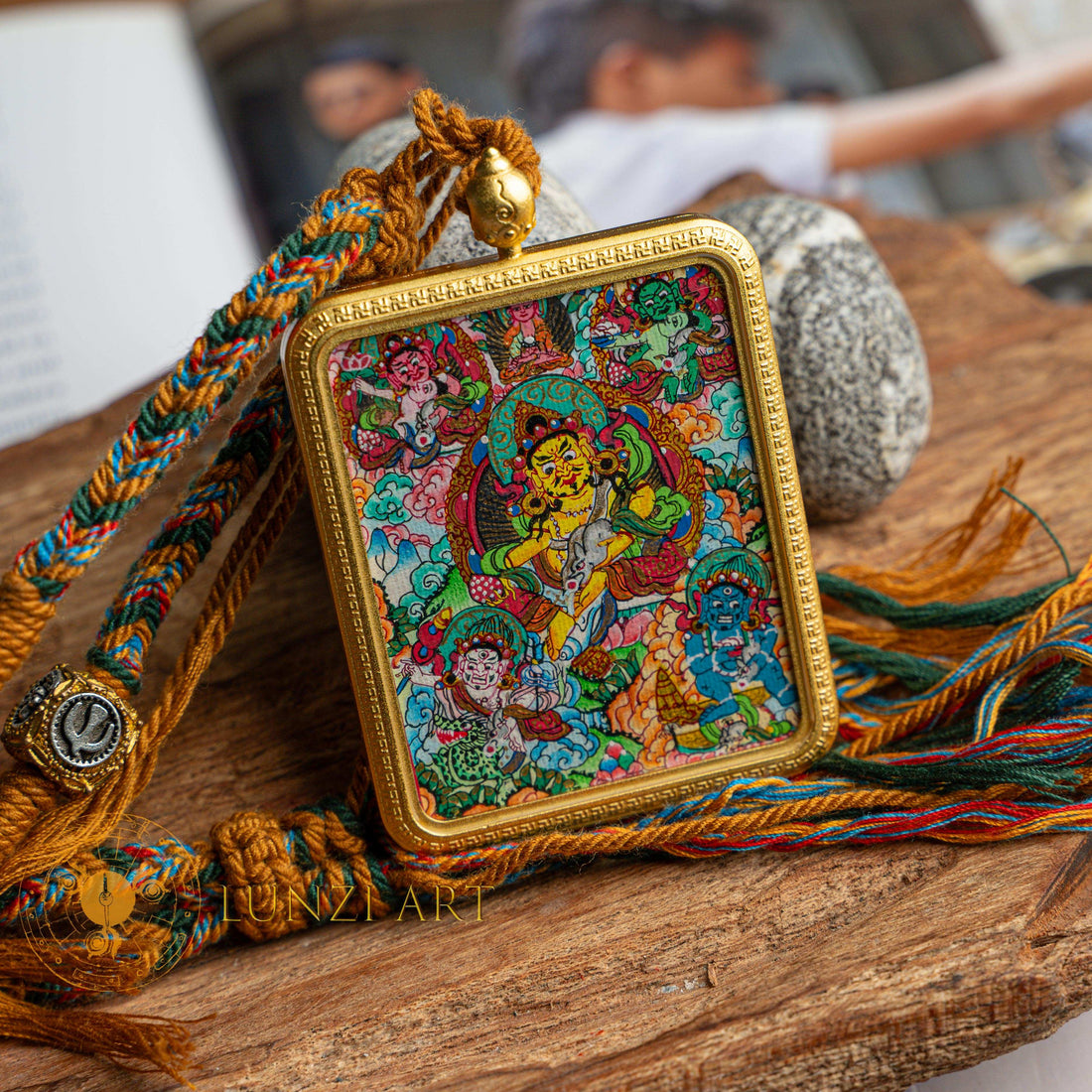 Jambhala Ghau Thangka Locket: Deity of Abundance & Prosperity - Thangka