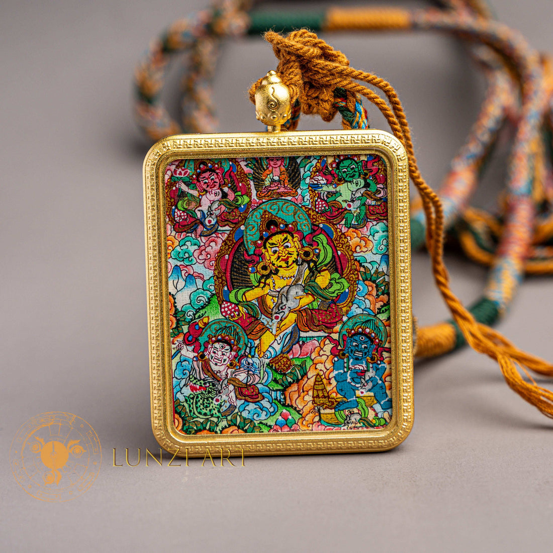 Jambhala Ghau Thangka Locket: Deity of Abundance & Prosperity - Thangka