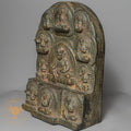 Jambhala Temple Altar | Hand-Carved Wood & Clay Multi-Deity Relief - w-s-sh-ja-0003