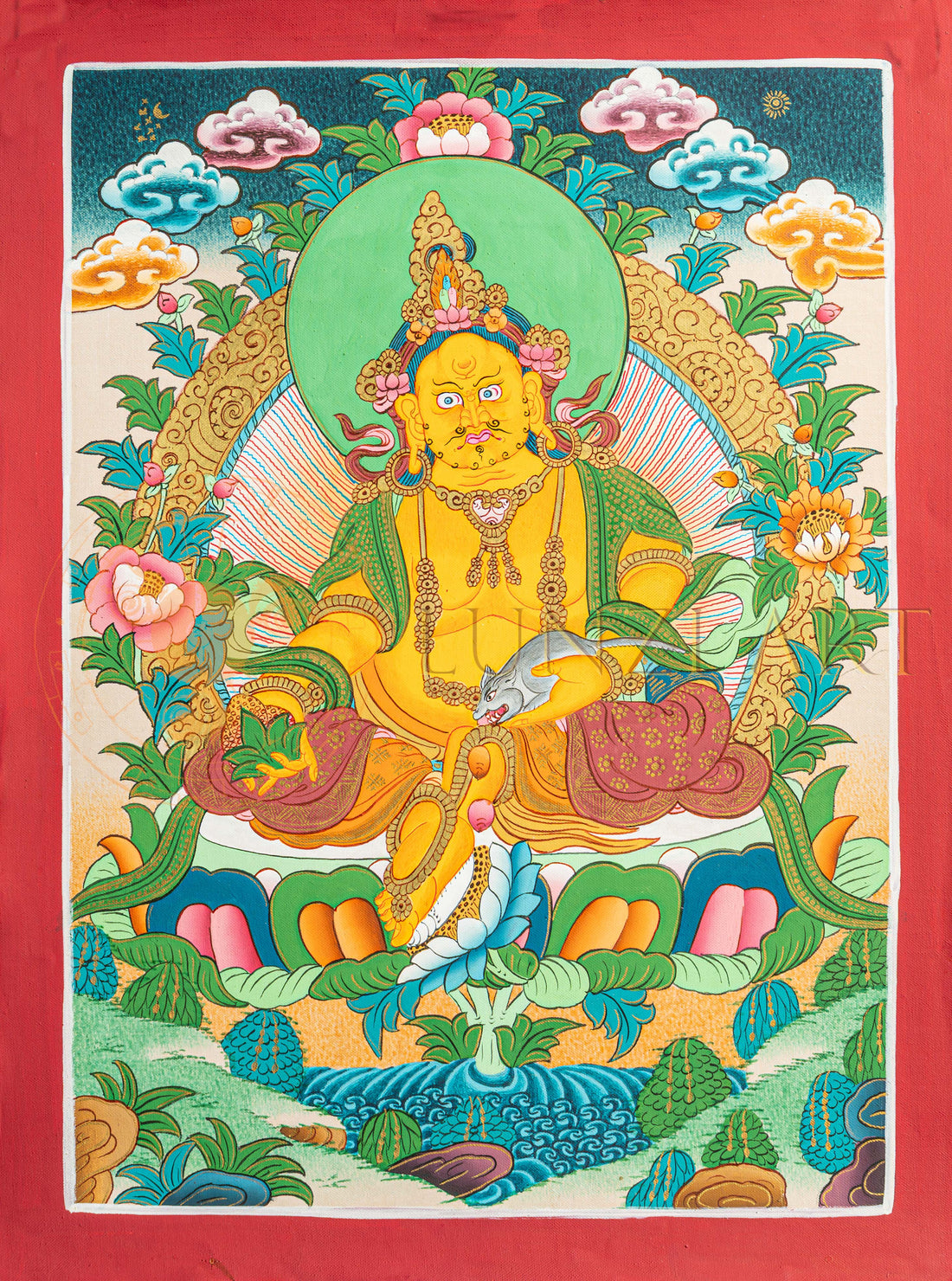 Jambhala Thangka: The Bodhisattva of Wealth and Abundance. - T-S-BT-RB-AU-J-0204