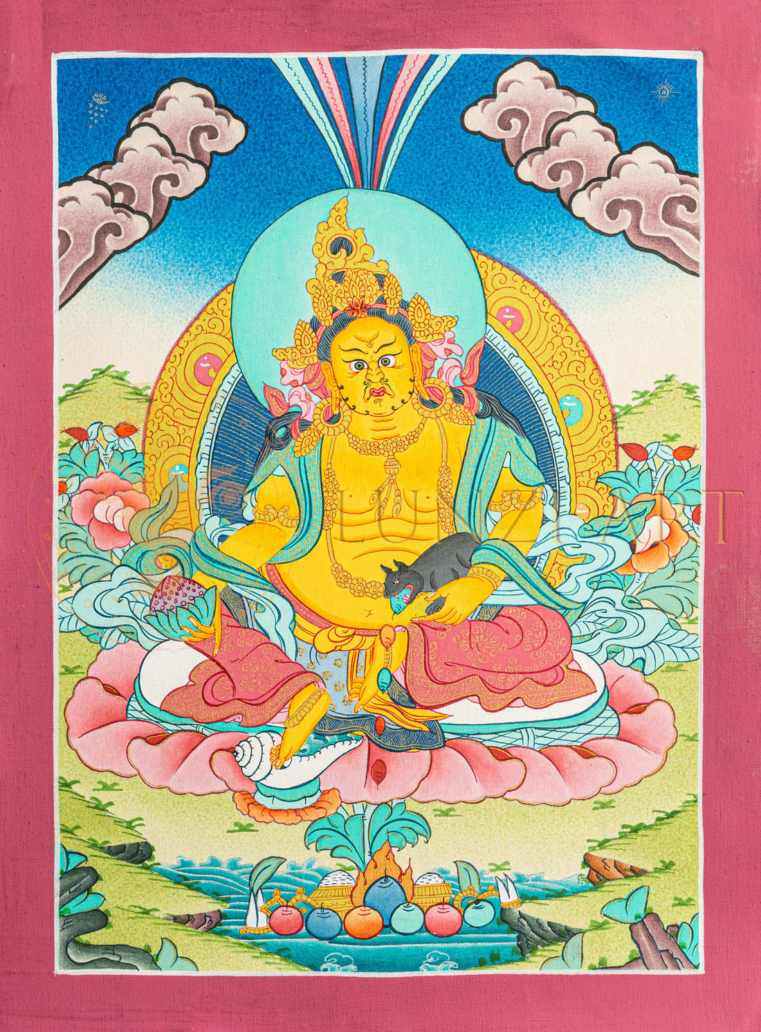 Jambhala Thangka: The Bodhisattva of Wealth and Abundance. - T-S-BT-RB-AU-J-0205