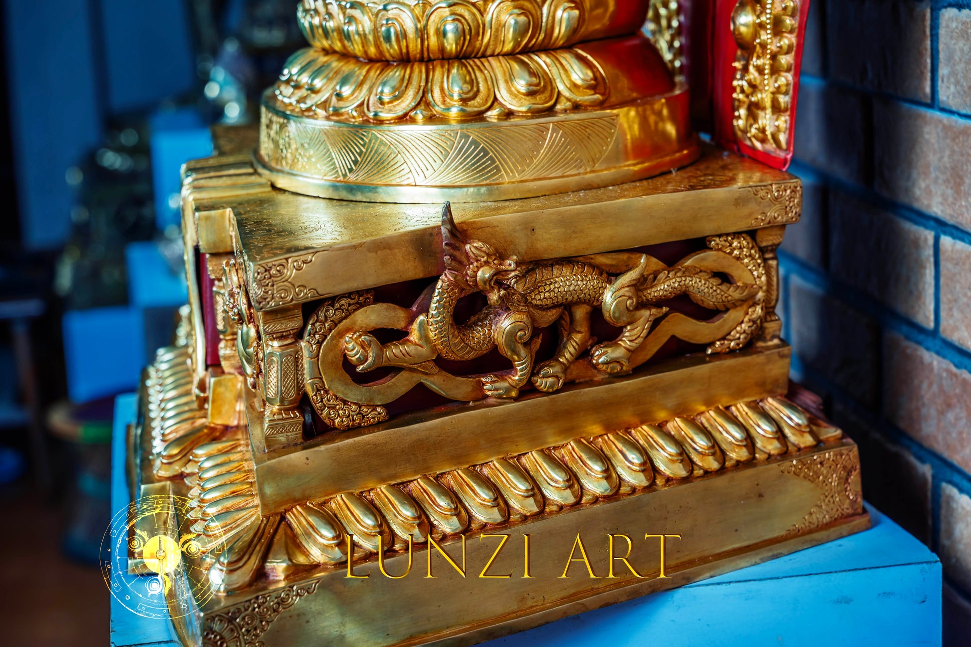 Large Gold Plated Multi-Faced Thousand-Armed Avalokiteshvara Standing Statue in Refined Gilded Copper — A Masterful Creation by a Nationally Certified Artisan - statues