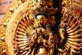 Large Gold Plated refined standing statue of the Thousand-Armed, Multi-Faced Avalokiteshvara, meticulously crafted by a nationally certified master - statues