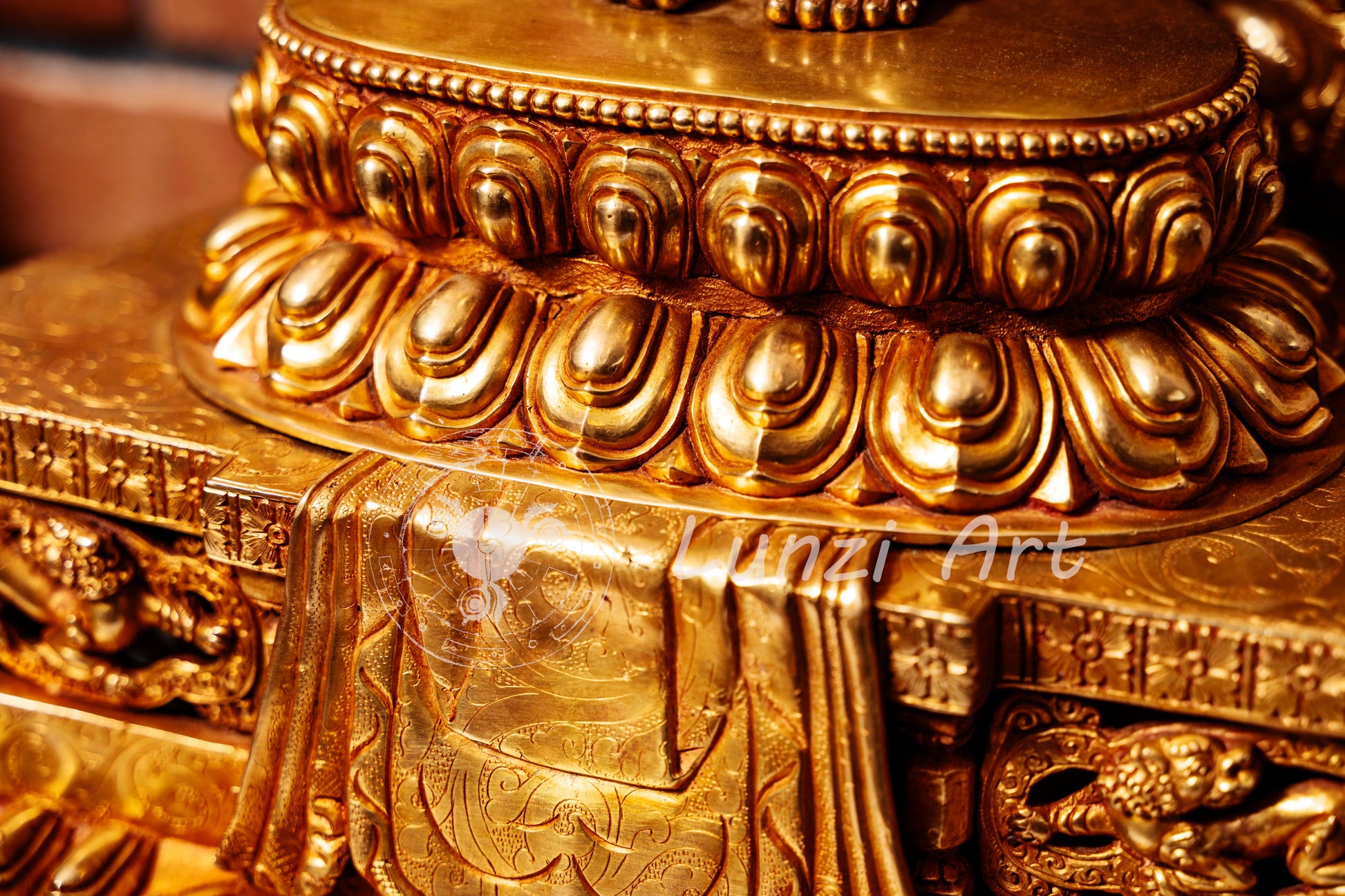 Large Gold Plated refined standing statue of the Thousand-Armed, Multi-Faced Avalokiteshvara, meticulously crafted by a nationally certified master - statues