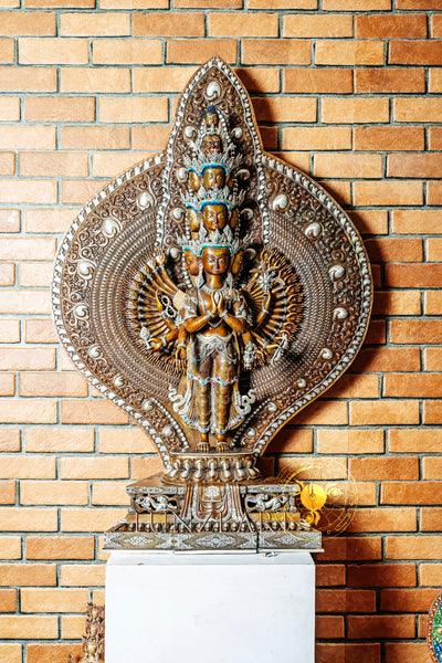 Large Multi-Faceted Thousand-Armed Avalokiteshvara Standing Statue — Masterfully Crafted by a Nationally Certified Artisan - statues
