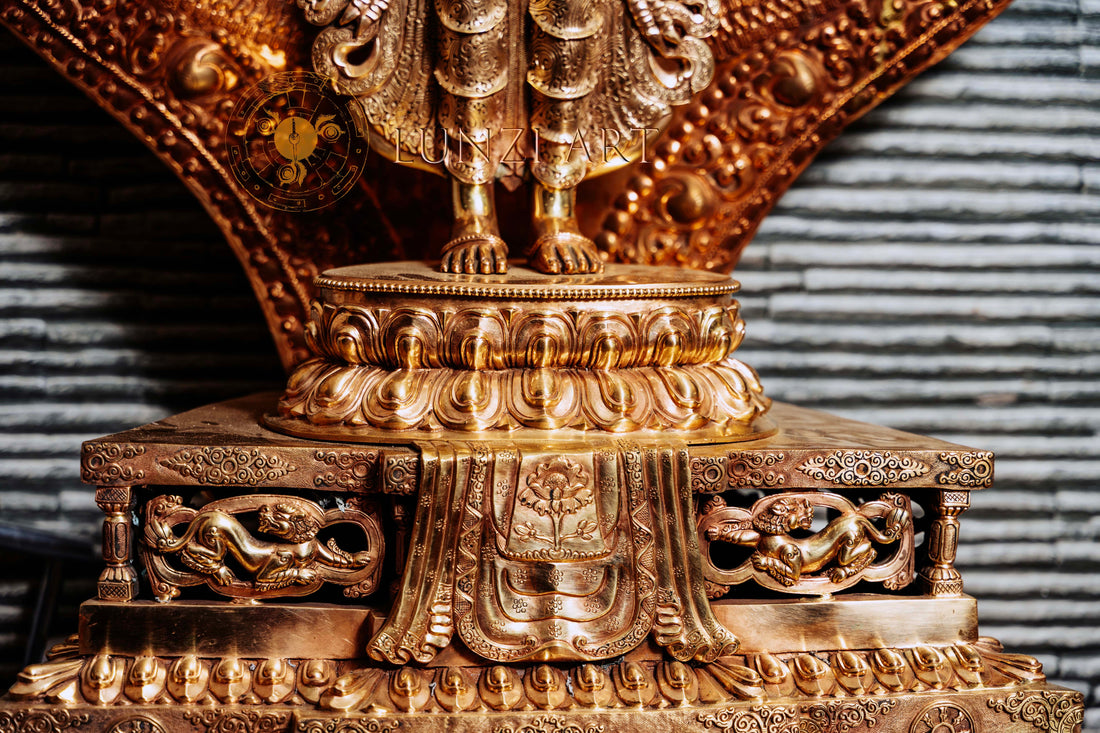 Large refined copper standing statue of the Thousand-Armed, Multi-Faced  Avalokiteshvara, meticulously crafted by a nationally certified master - statues