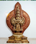 Large refined copper standing statue of the Thousand-Armed,Multi-Faced Avalokiteshvara, meticulously crafted by a nationally certified master - statues