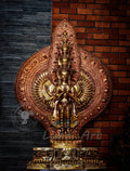 Large refined copper standing statue of the Thousand-Armed, Multi-Faced Avalokitesvara, meticulously crafted by a nationally certified master - statues