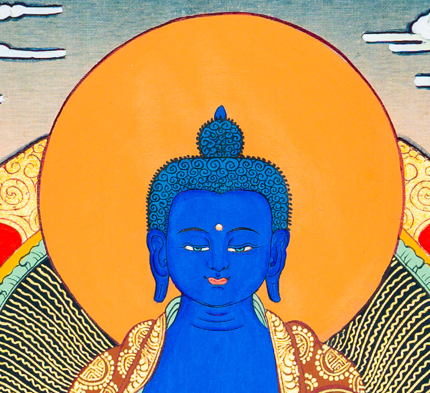 Medicine Buddha Thangka: The Lapis Healer of Souls - T-B-HT-BB-MB-0064