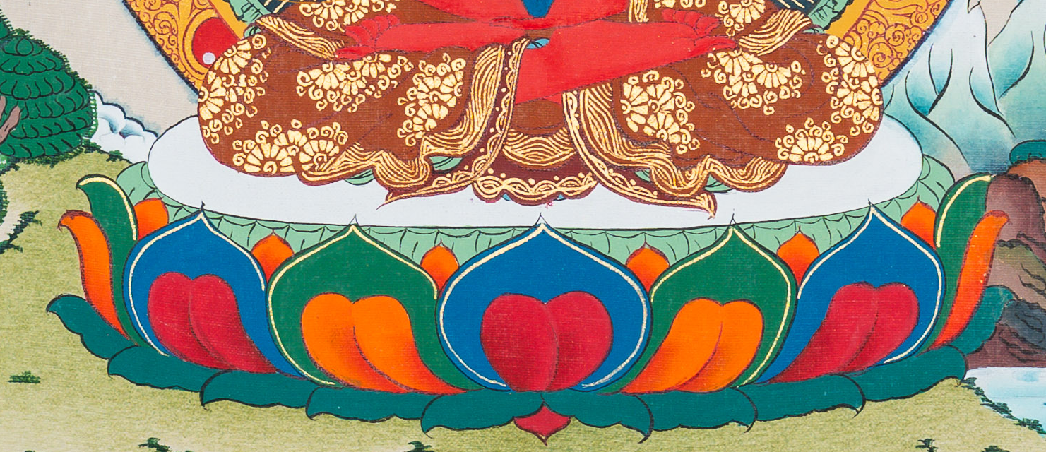 Amitabha Buddha Thangka: The Ruby Light of Sukhavati - T-B-HT-BB-AB-0054