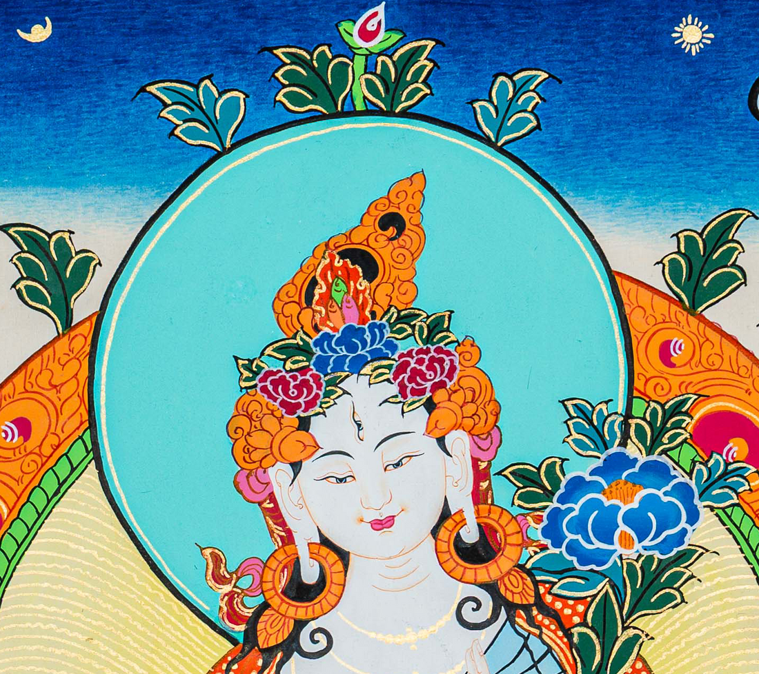 Hand-painted White Tara Thangka - T-B-HT-RB-WT-0032