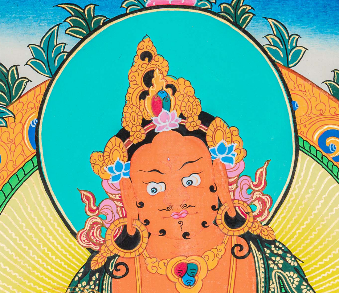 Nepalese Hand-painted Yellow Jambhala Thangka Painting - T-B-HT-RB-Z-0040