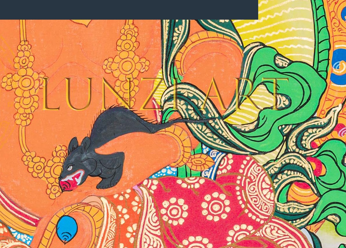 Nepalese Hand-painted Yellow Jambhala Thangka Painting - T-B-HT-RB-Z-0040