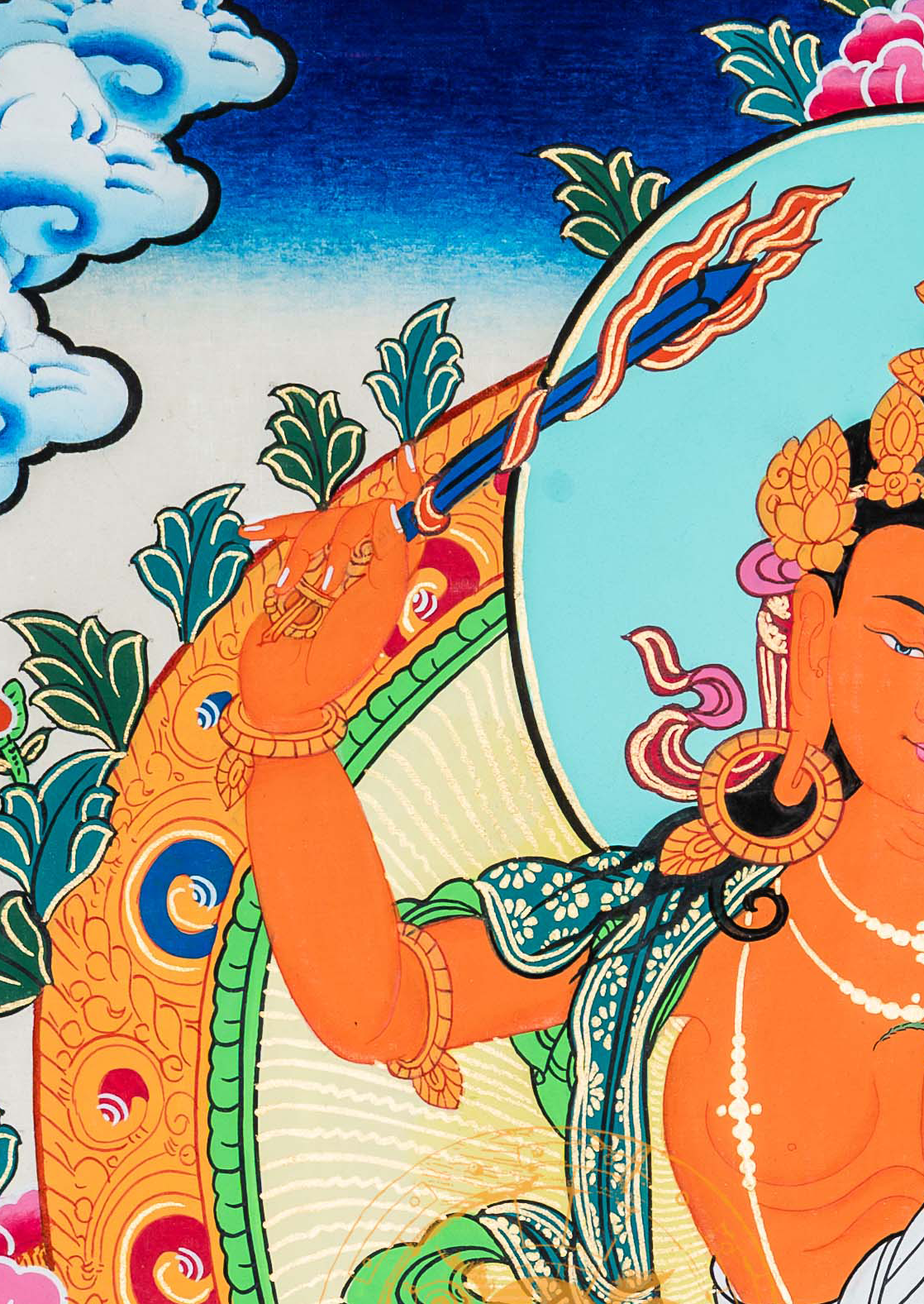Hand-painted Manjushri Thangka Painting - T-B-HT-RB-M-004
