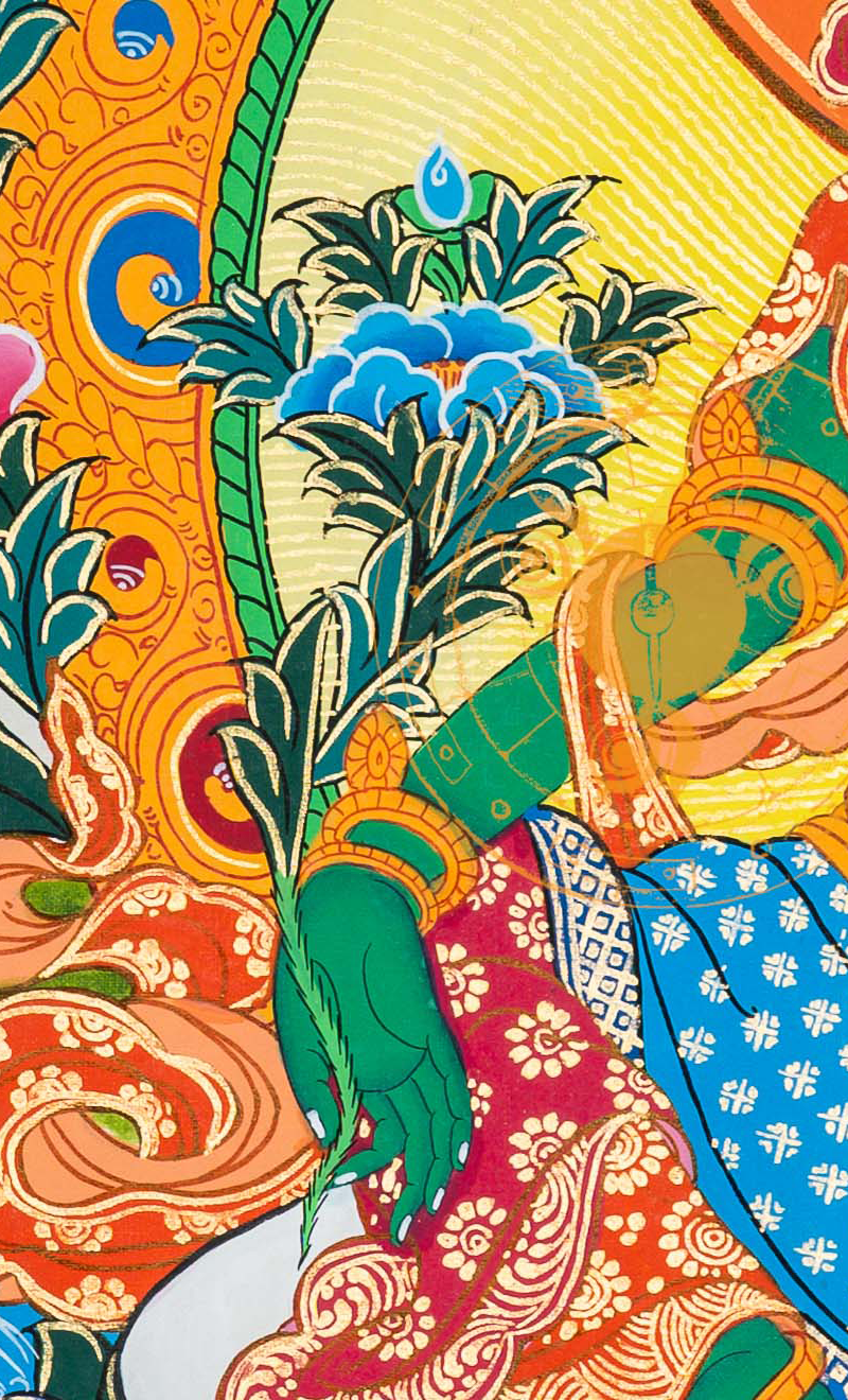Hand-painted Green Tara Thangka Painting - T-B-HT-RB-GT-0036