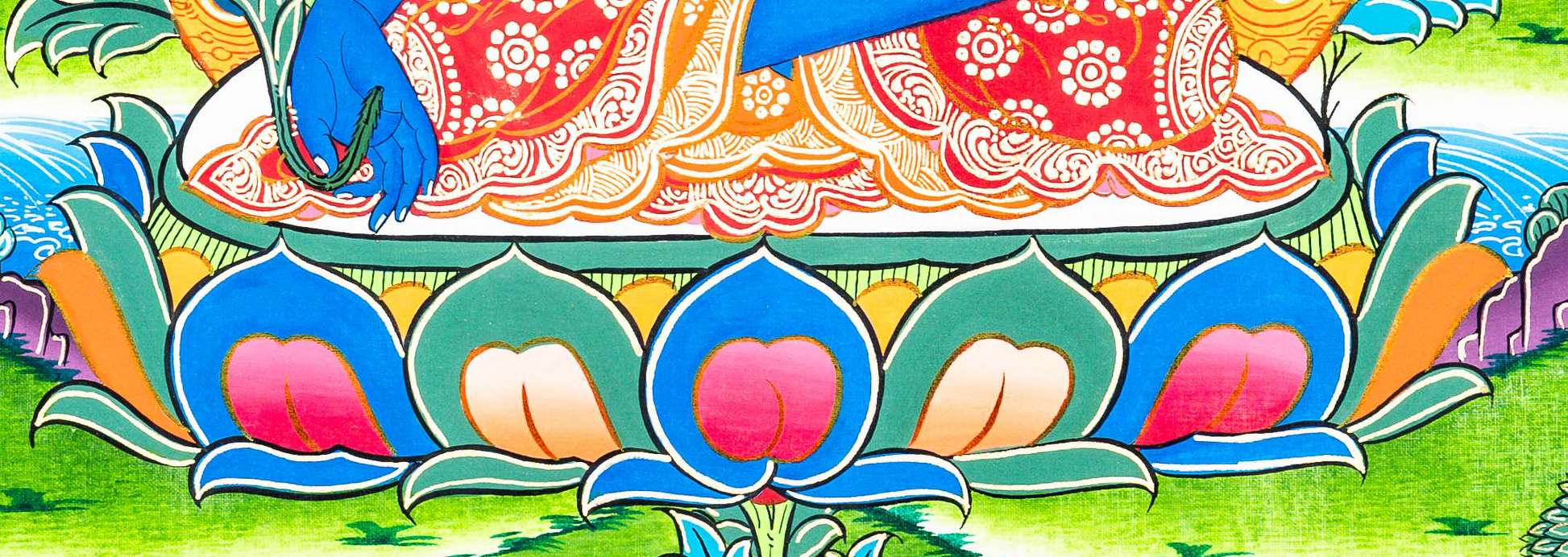 Hand-painted Medicine Buddha Thangka Painting - T-B-HT-RB-MB-0033