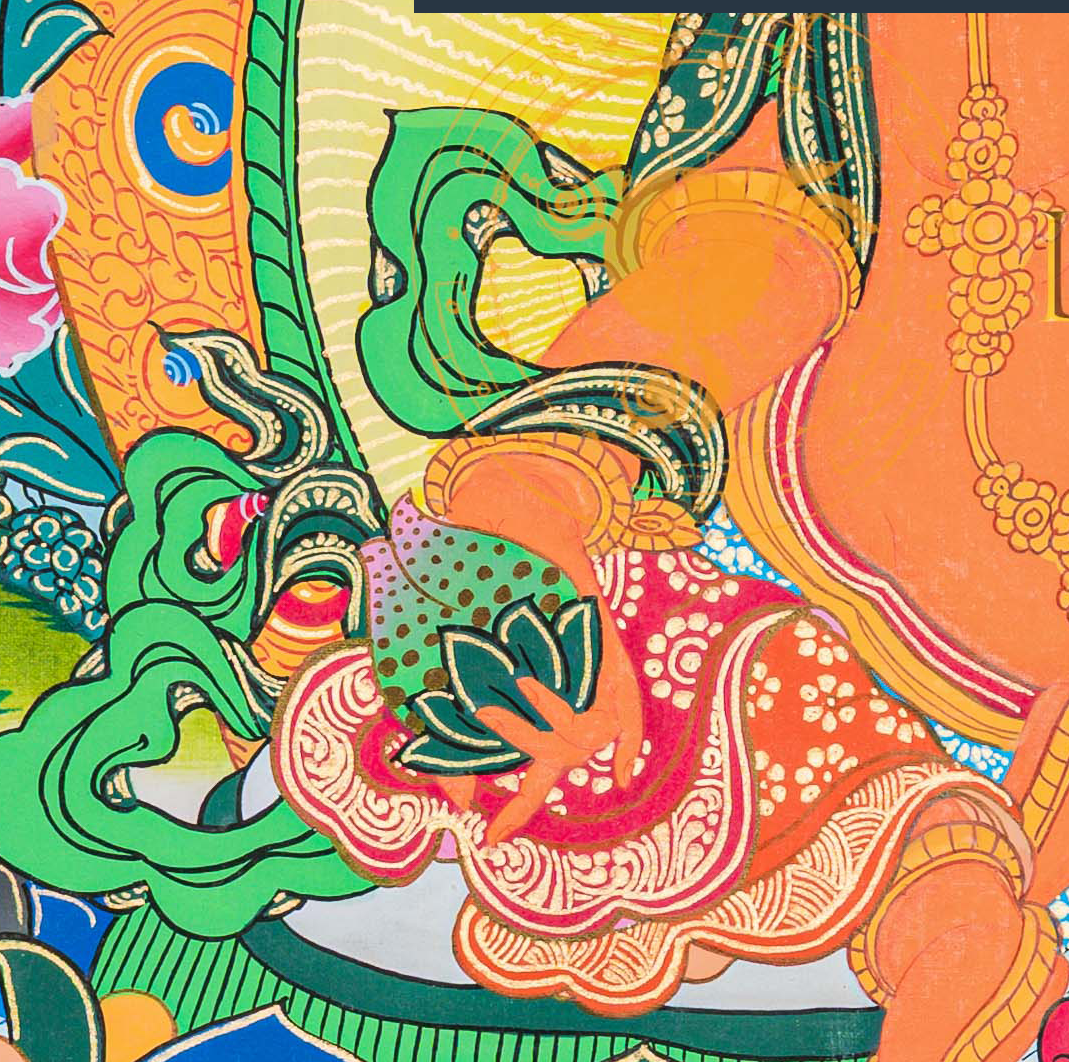 Nepalese Hand-painted Yellow Jambhala Thangka Painting - T-B-HT-RB-Z-0040