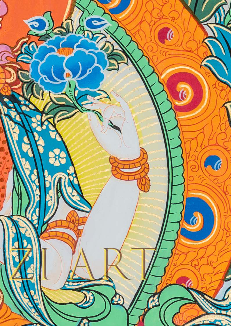 Hand-painted Chenrezig Thangka Painting - T-B-HT-RB-C-004