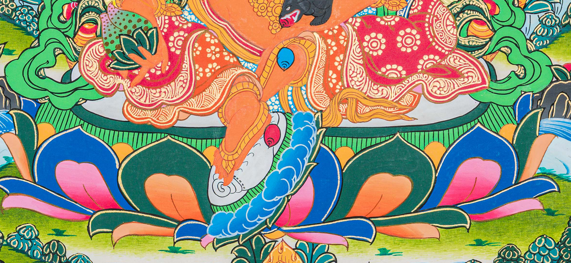 Nepalese Hand-painted Yellow Jambhala Thangka Painting - T-B-HT-RB-Z-0040