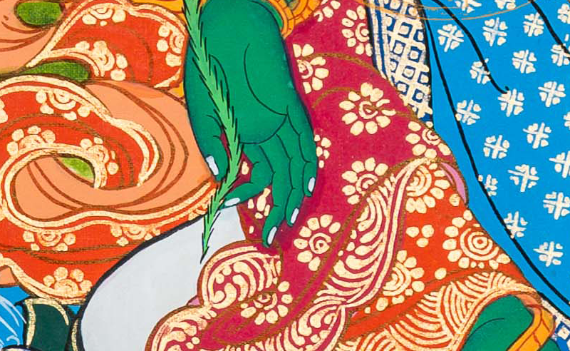 Hand-painted Green Tara Thangka Painting - T-B-HT-RB-GT-0036