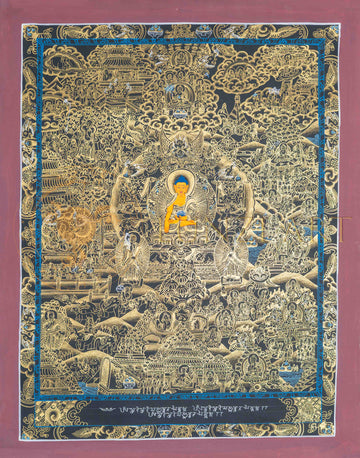 Life Story of Buddha Gold Thangka | The Twelve Great Deeds - T-PS-SS-BB-BLS-63