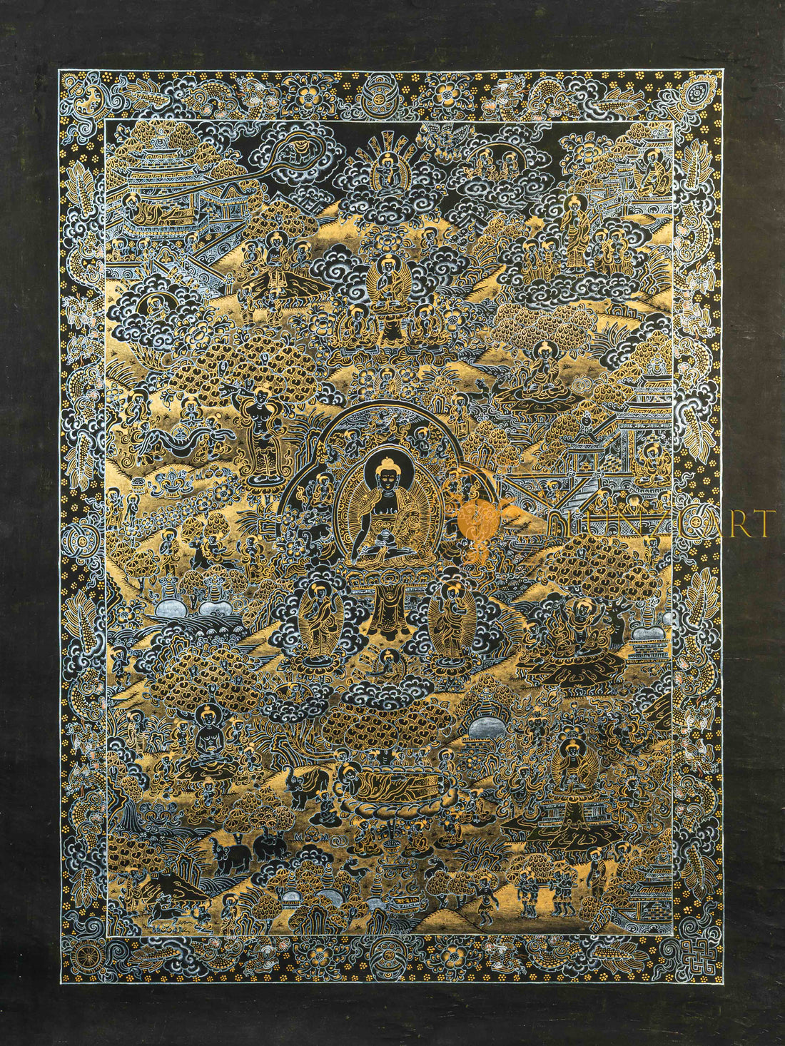 Life of Buddha Thangka | Hand-Painted Shakyamuni Biography Art - T-N-ET-BB-BL-0066