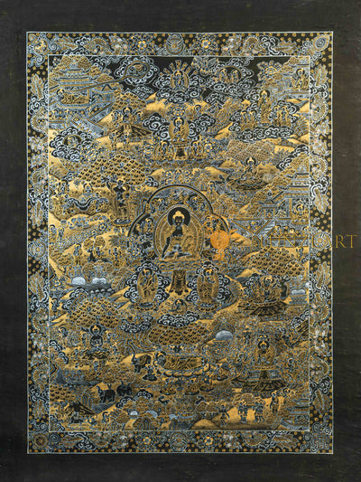Life of Buddha Thangka | Hand-Painted Shakyamuni Biography Art - T-N-ET-BB-BL-0066
