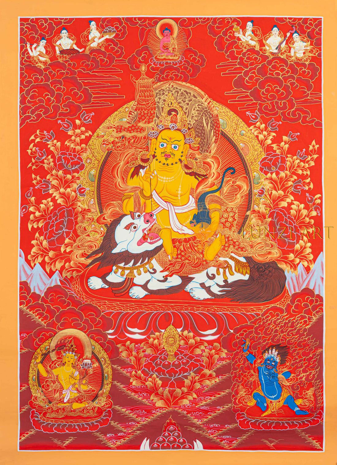 Lion Jambhala (Vaisravana): The Golden King of Protection and Prosperity - T-N-MB-RB-LJ-0004