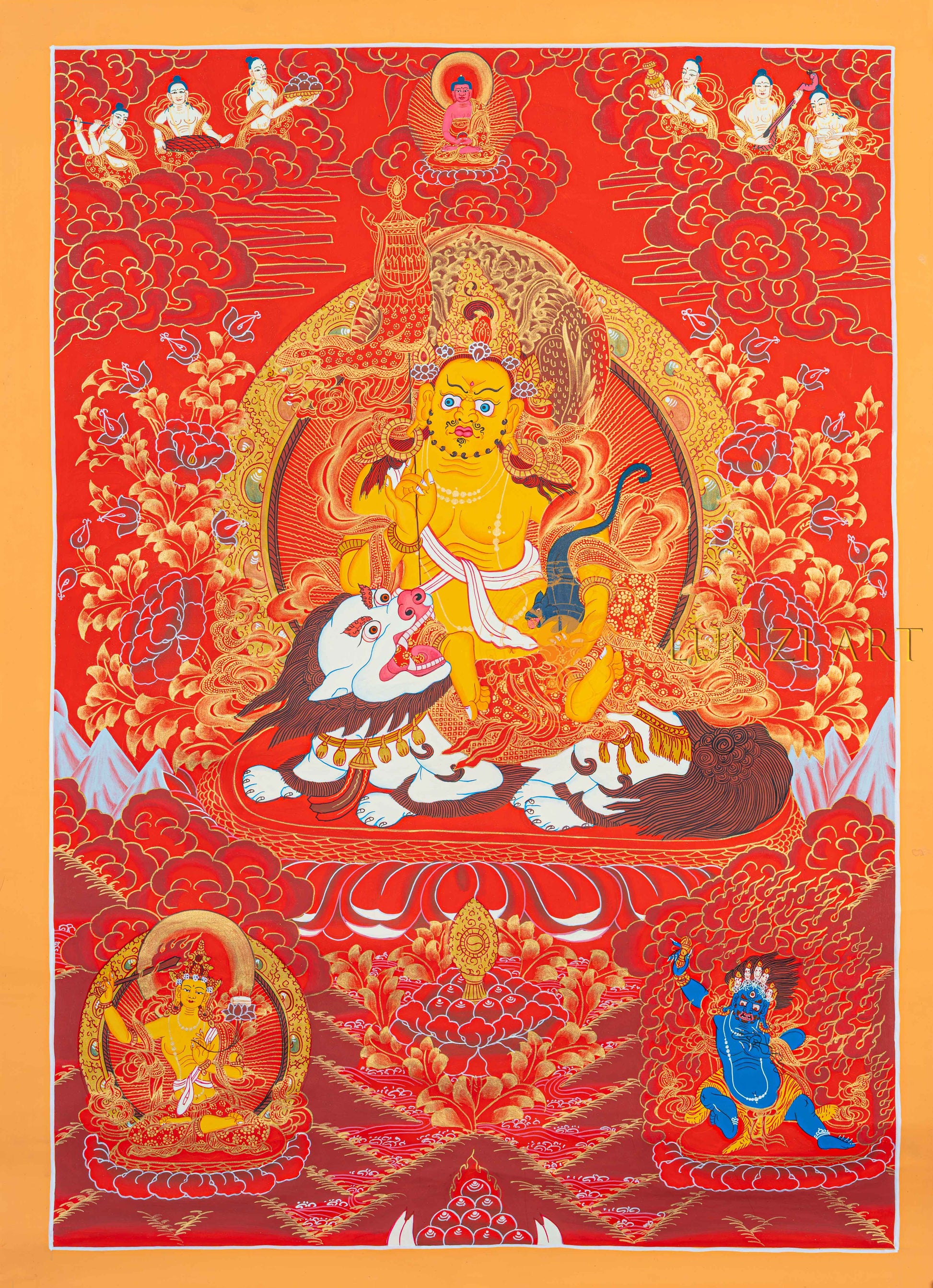 Lion Jambhala (Vaisravana): The Golden King of Protection and Prosperity - T-N-MB-RB-LJ-0004