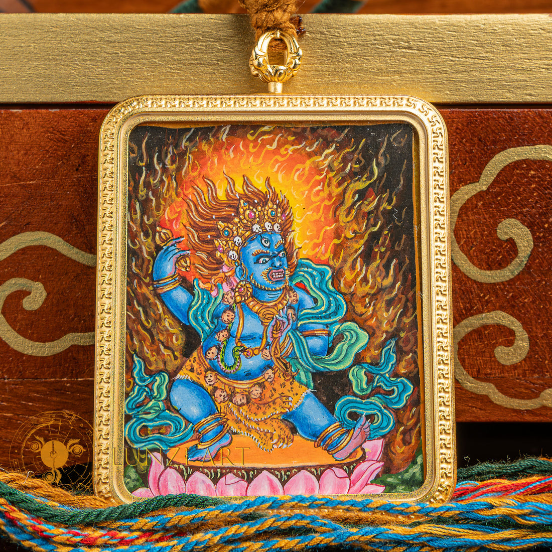 Luxurious Hand-Painted Newari Vajrapani Pendant - L-NM-0015