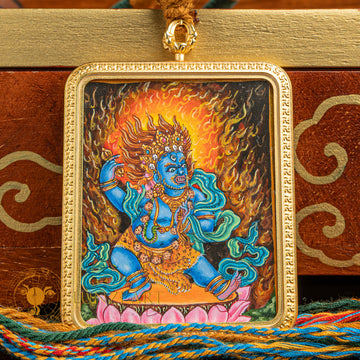 Luxurious Hand-Painted Newari Vajrapani Pendant - L-NM-0015