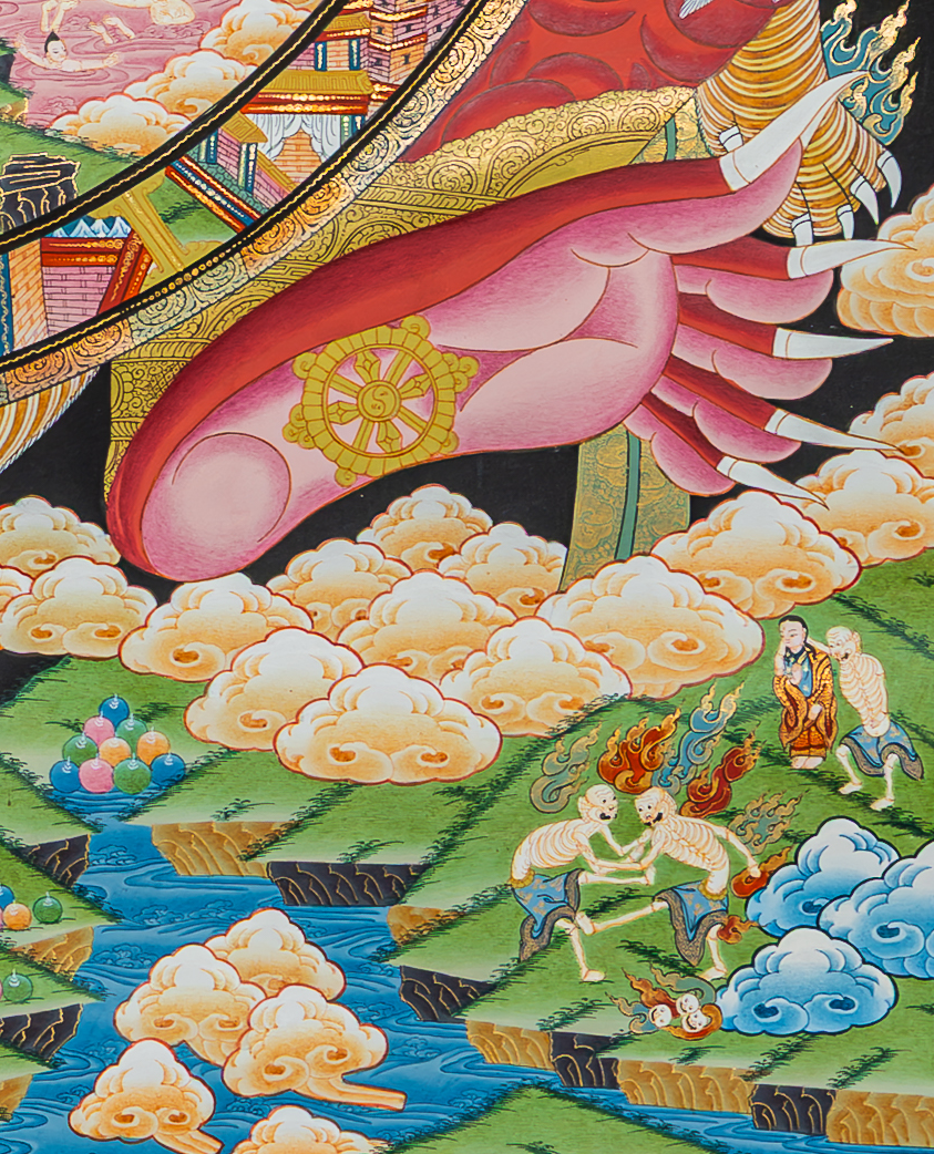 The Wheel of Life (Bhavachakra) Thangka: A Sacred Mirror of the Human Mind - T-B-HT-BB-AU-WOL-0087
