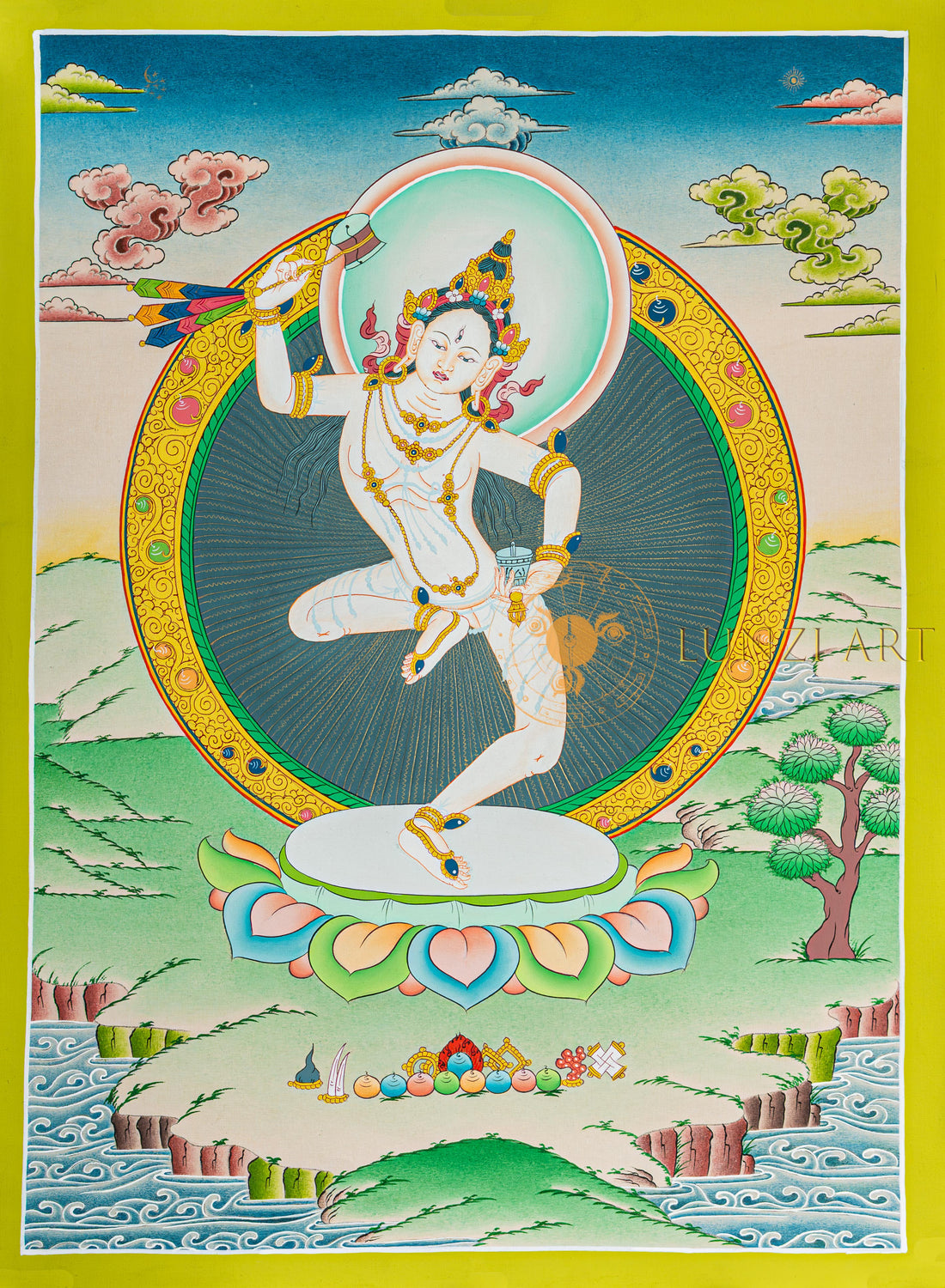 Machig Labdron Thangka: The Golden Mother of Chöd and Great Bliss - T-N-ET-GB-AU-ML-0110