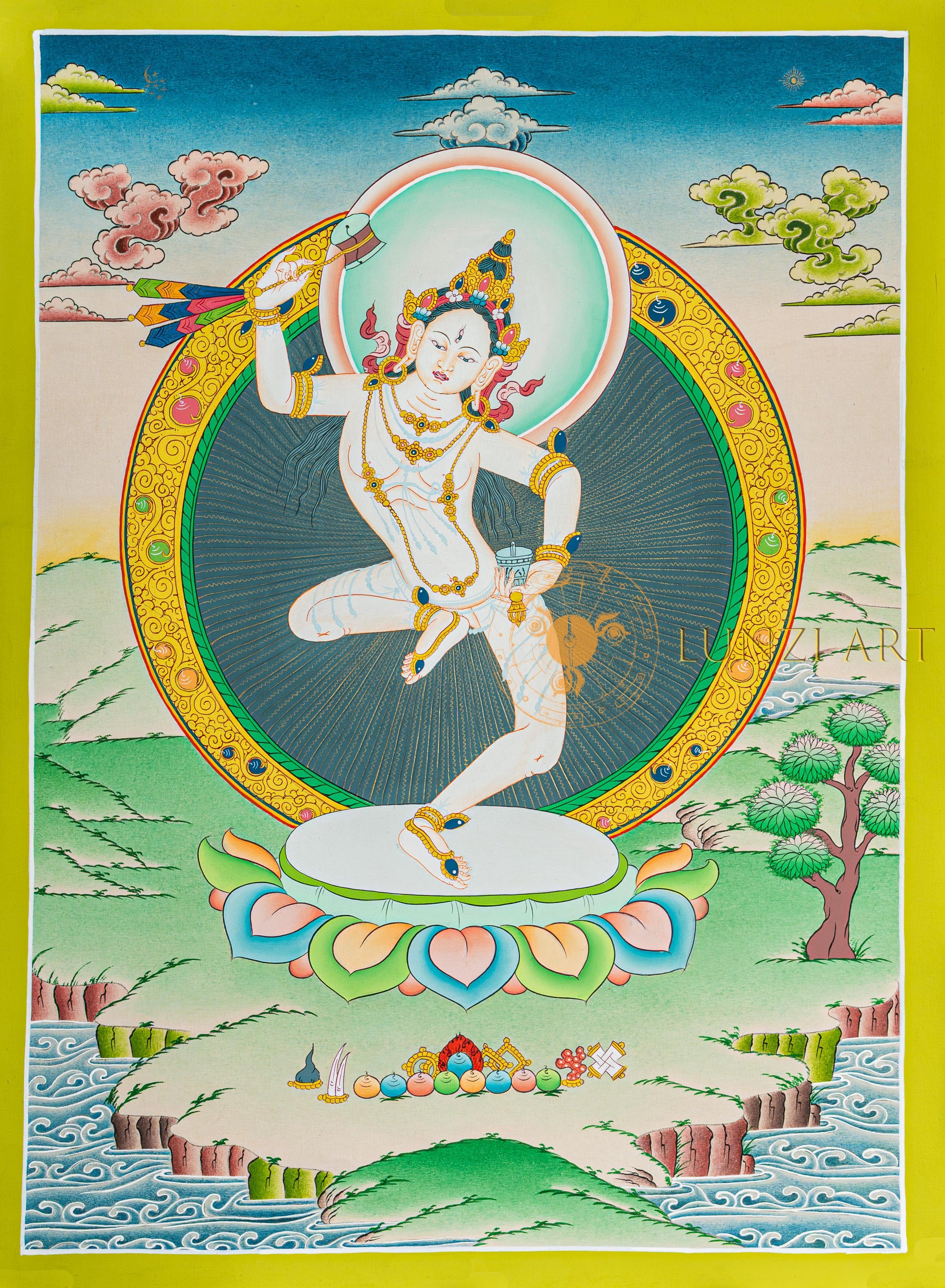Machig Labdron Thangka: The Golden Mother of Chöd and Great Bliss - T-N-ET-GB-AU-ML-0110