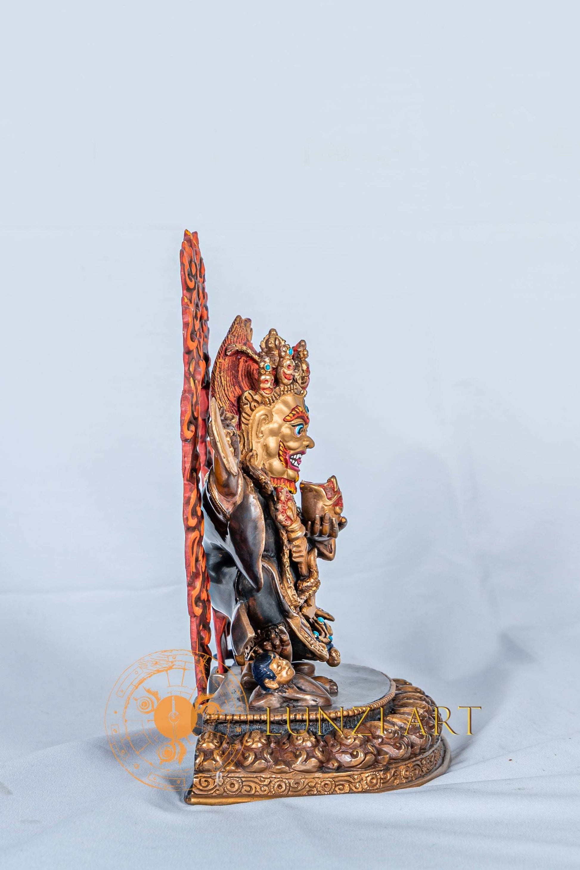 Mahakala Buddhist Statue | Half Gold Plated Handmade Art - S-B-RM-HG-CG-MK-0076