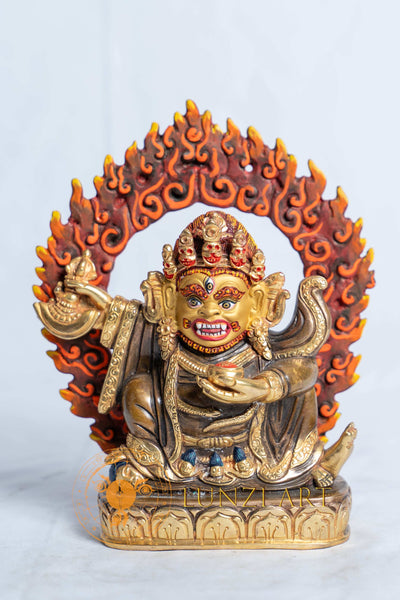 Mahakala Statue | Copper with 24k Half Gold Plating - S-B-RM-HG-CG-MK-0049