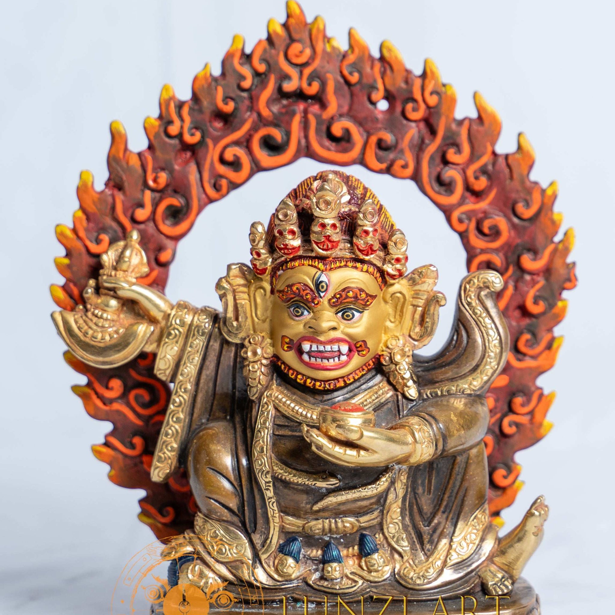 Mahakala Statue | Copper with 24k Half Gold Plating - statues