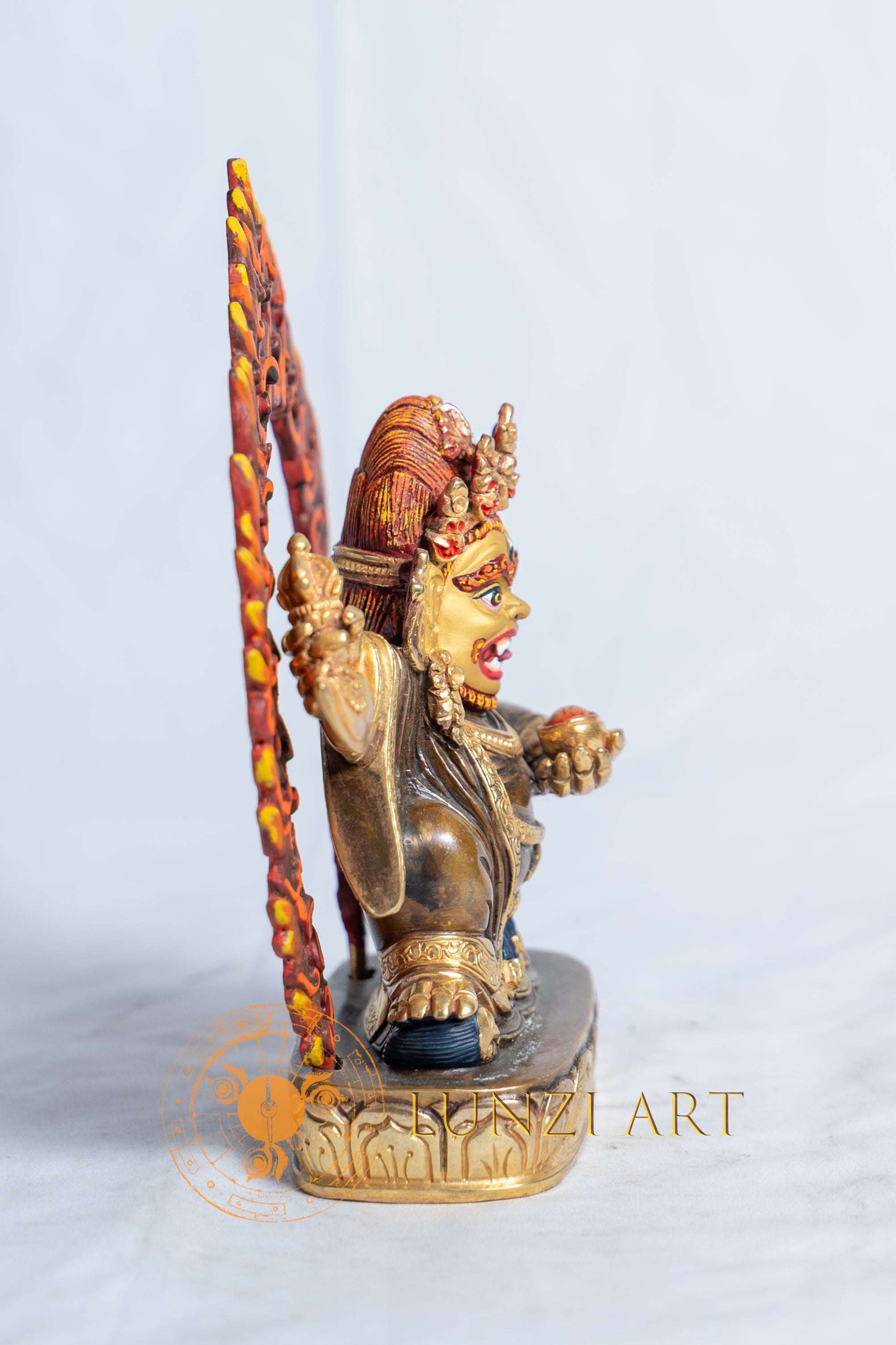 Mahakala Statue | Copper with 24k Half Gold Plating - statues