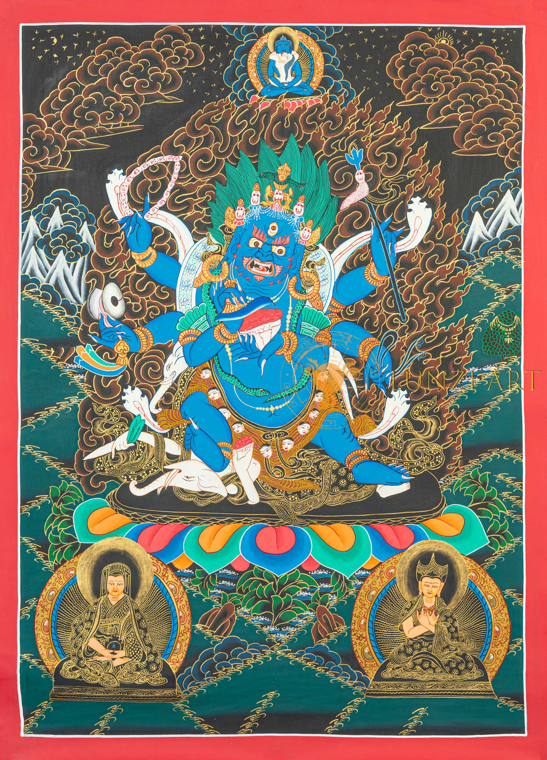 Mahakala Thangka: The Golden Protector of the Dharma - T-N-MB-RB-M-0016