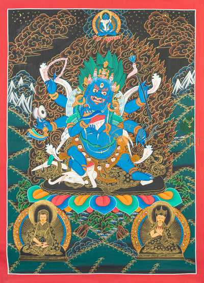 Mahakala Thangka: The Golden Protector of the Dharma - T-N-MB-RB-M-0016