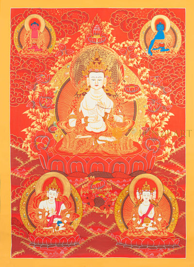 Mahasthamaprapta Bodhisattva (Tasuju) Thangka: The Golden Power of Wisdom - T-N-MB-OB-T-0018