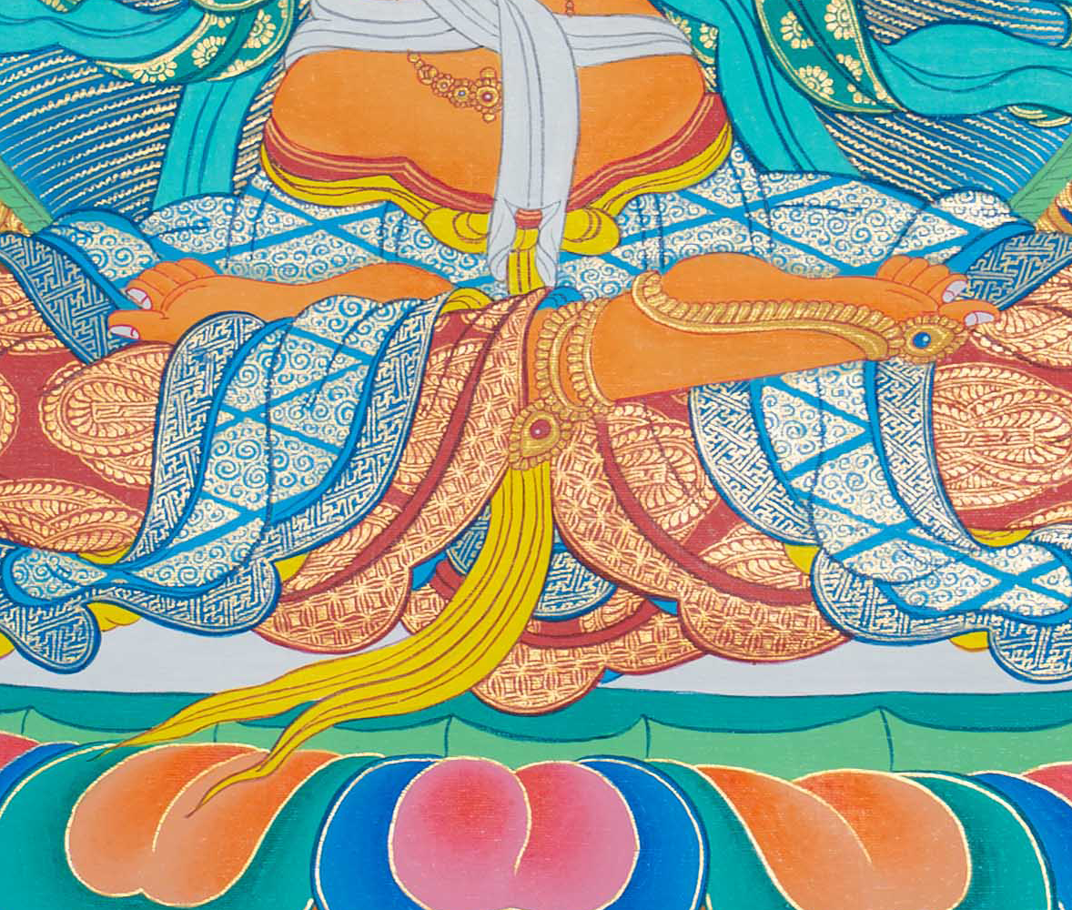 Majestic Manjushri Thangka: Embody Wisdom and Enlightenment with Authentic Art - T-S-BT-RB-AU-M-0114