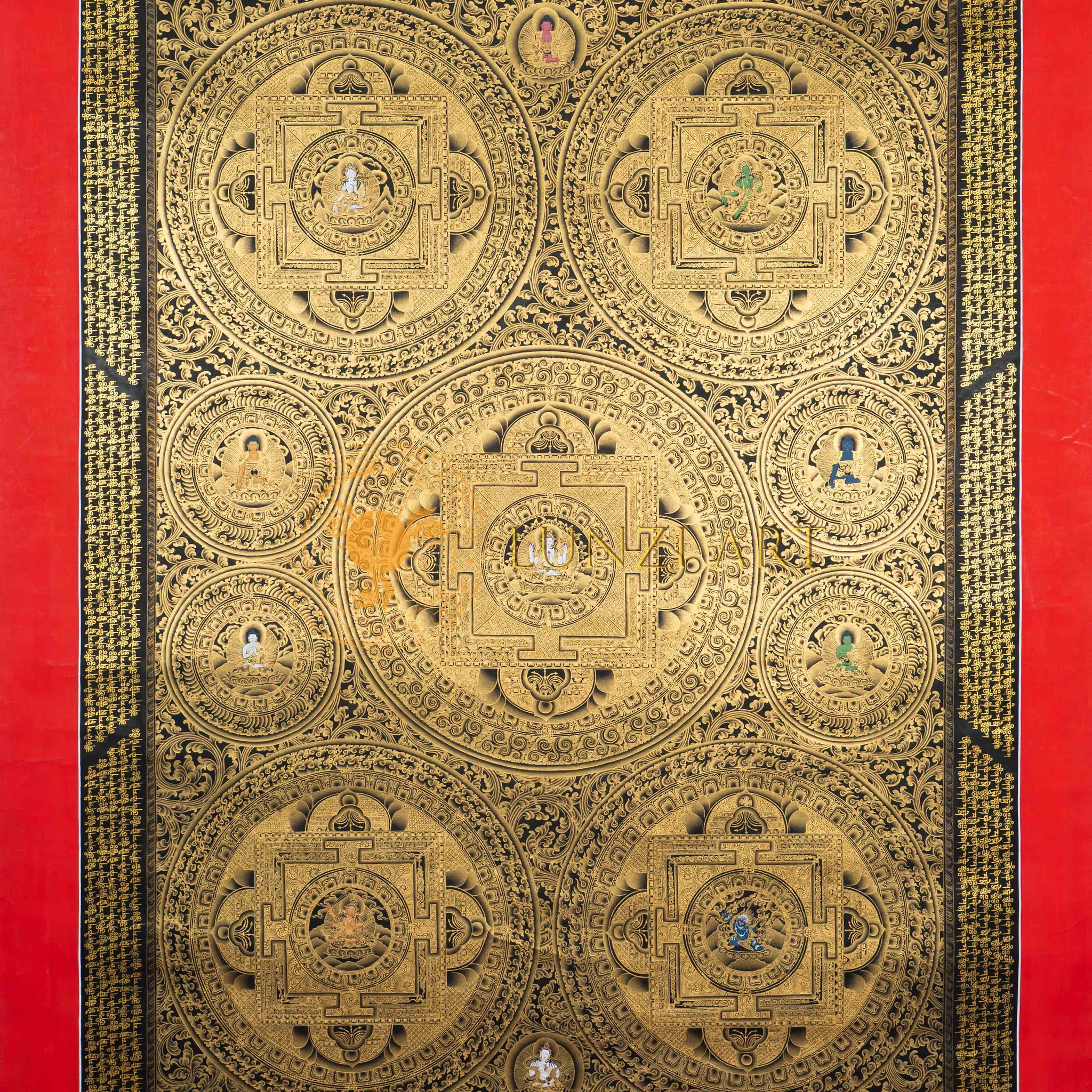 Mandala of the Five Dhyani Buddhas: A Celestial Map of Enlightenment - Thangka