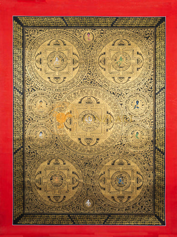 Mandala of the Five Dhyani Buddhas: A Celestial Map of Enlightenment - Thangka