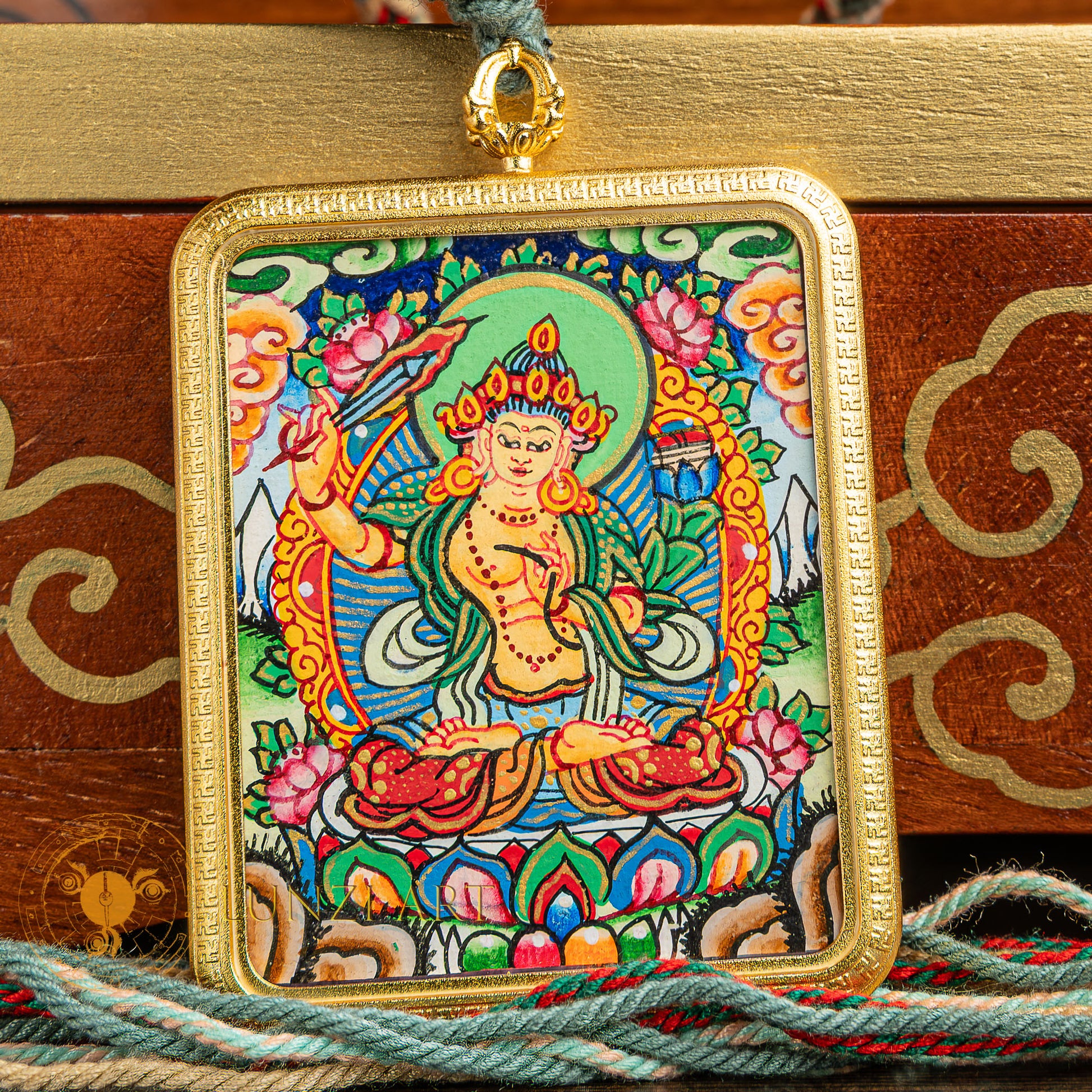 Manjushree Ghau Thangka Locket: The Bodhisattva of Wisdom - L-M-0008